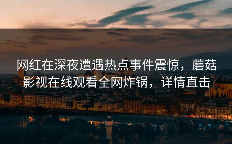 网红在深夜遭遇热点事件震惊，蘑菇影视在线观看全网炸锅，详情直击