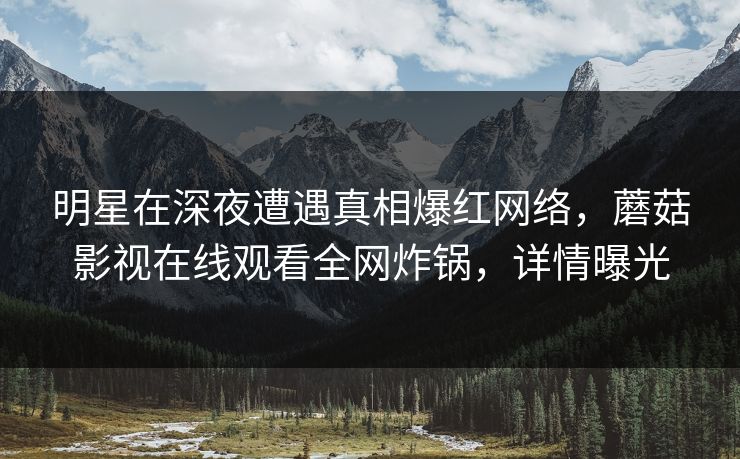 明星在深夜遭遇真相爆红网络，蘑菇影视在线观看全网炸锅，详情曝光