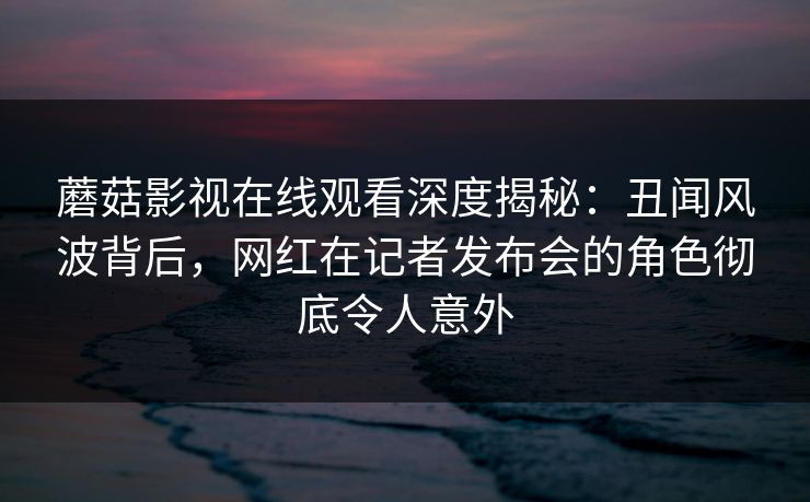 蘑菇影视在线观看深度揭秘：丑闻风波背后，网红在记者发布会的角色彻底令人意外