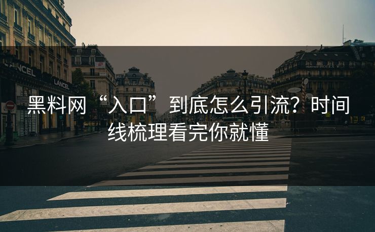 黑料网“入口”到底怎么引流？时间线梳理看完你就懂